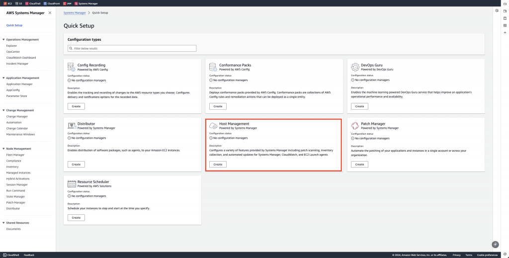 Create Host Management in AWS Systems Manager